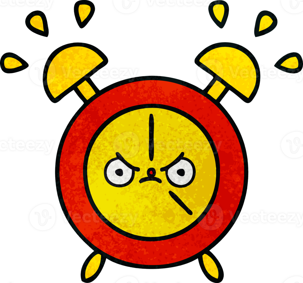 retro grunge texture cartoon of a alarm clock png
