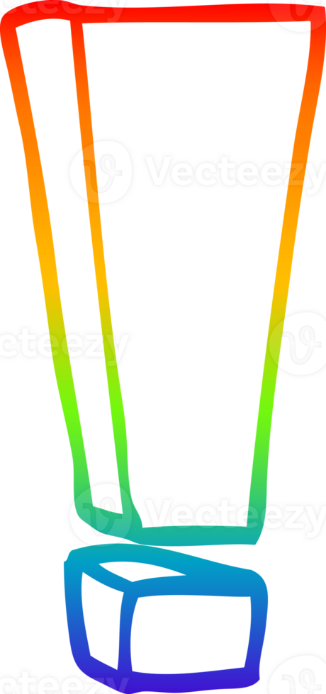 rainbow gradient line drawing of a cartoon exclamation png
