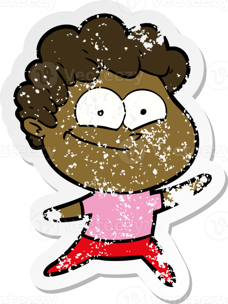 pegatina angustiada de un hombre feliz de dibujos animados png