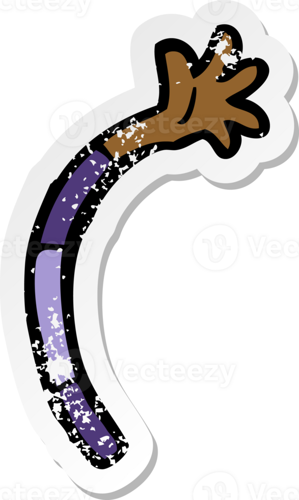 retro distressed sticker of a cartoon arm png