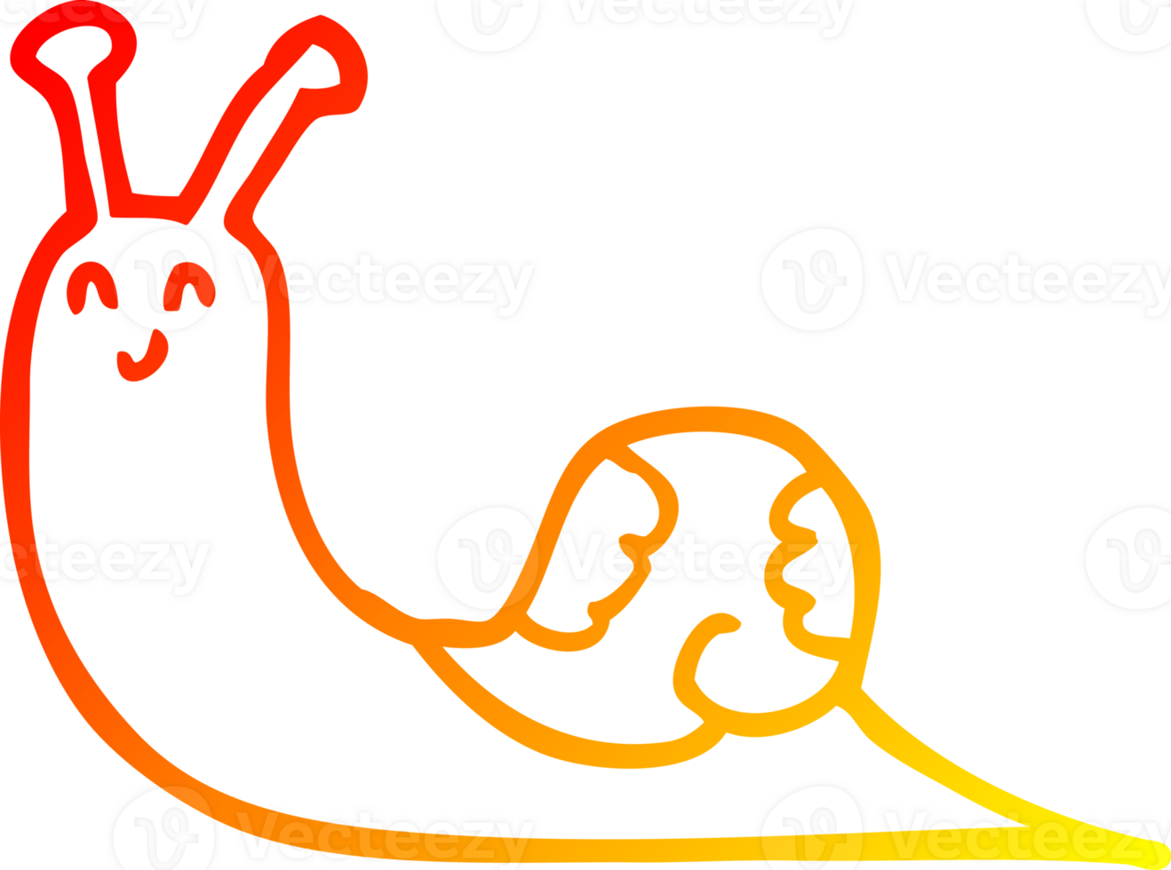 warm gradient line drawing of a cute cartoon snail png