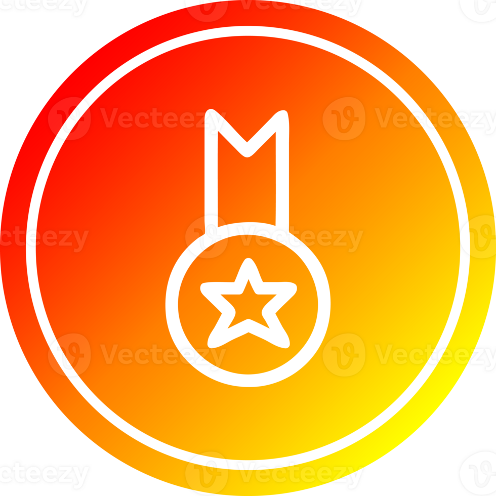 medal award circular icon with warm gradient finish png