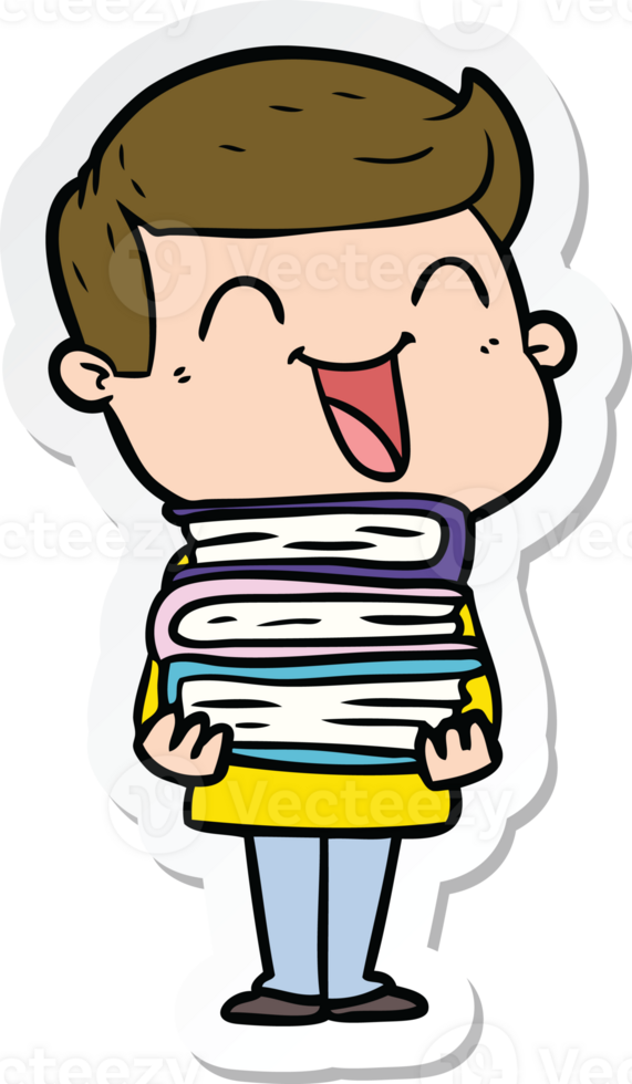 sticker of a cartoon man laughing png
