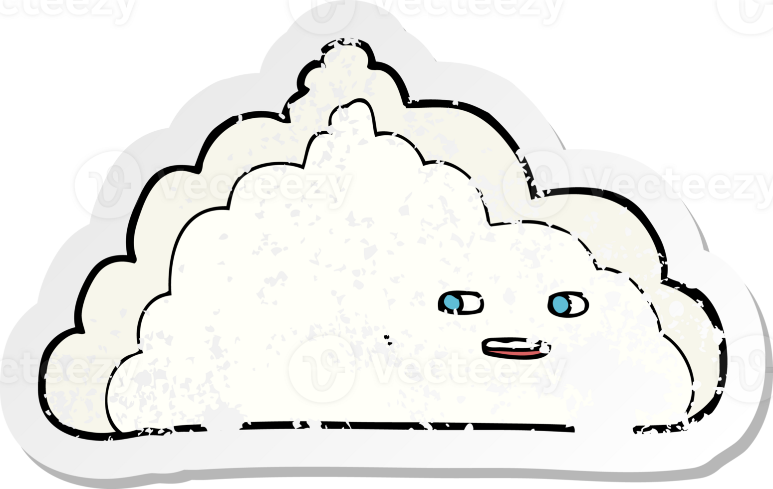 retro distressed sticker of a cartoon cloud png
