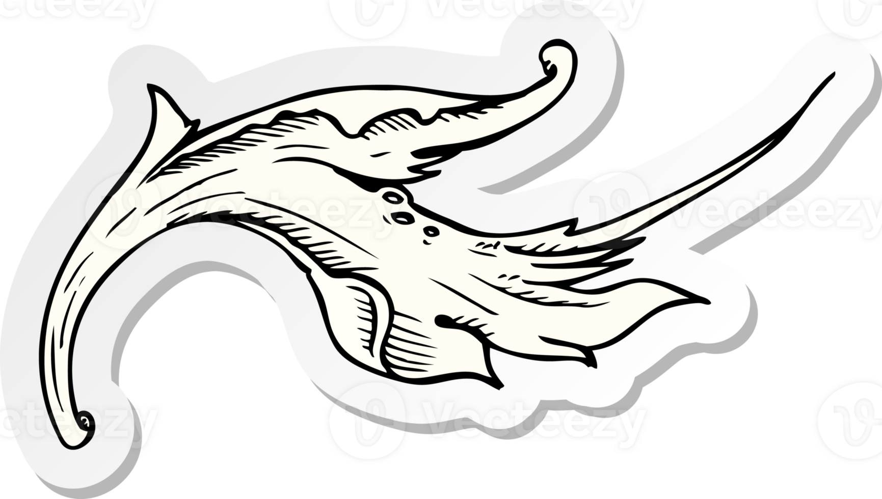 sticker of a traditional hand drawn floral swirl png