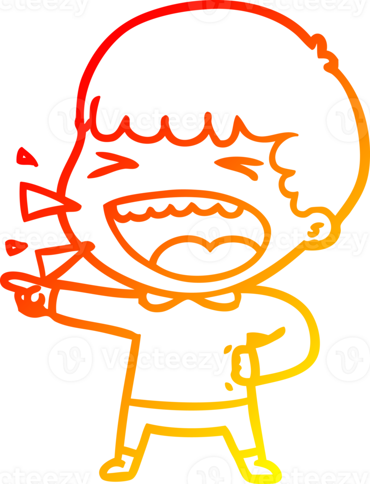 warm gradient line drawing of a cartoon laughing man png
