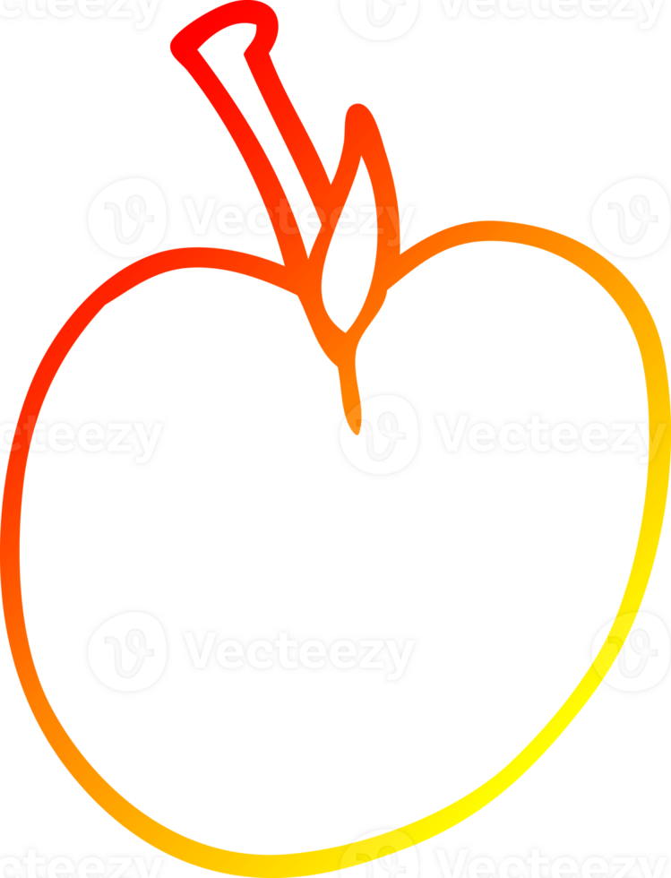 warm gradient line drawing of a cartoon of an apple png