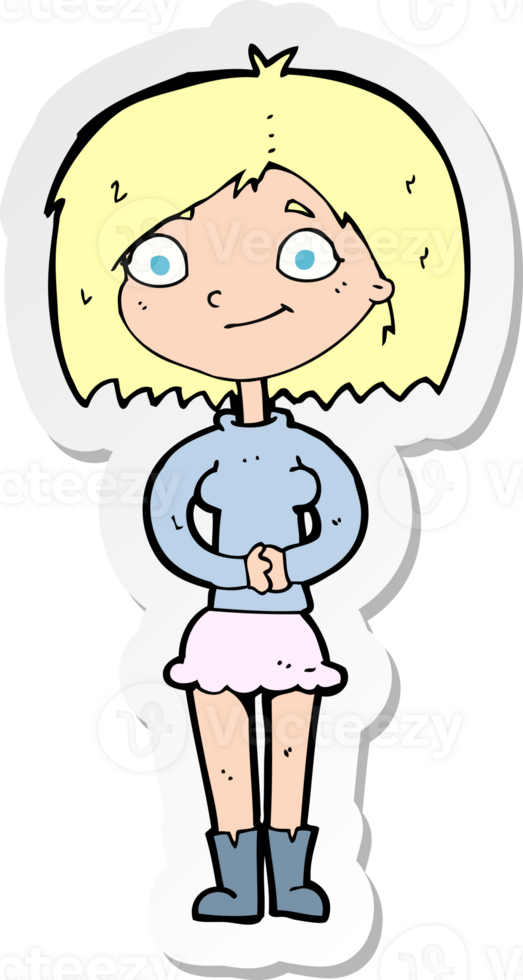 sticker of a cartoon happy woman png
