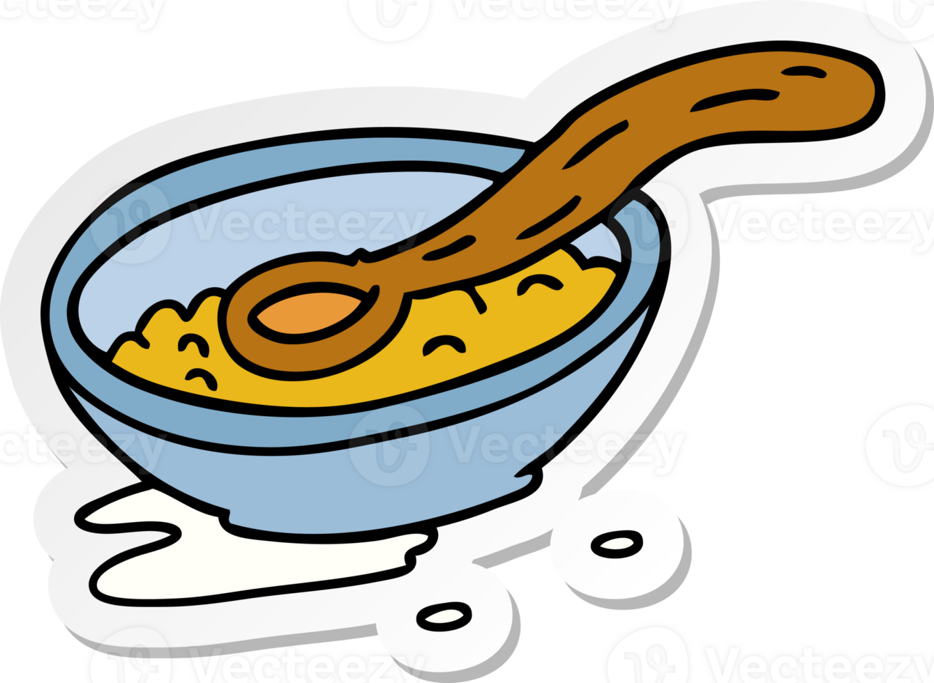 hand drawn sticker cartoon doodle of a cereal bowl png