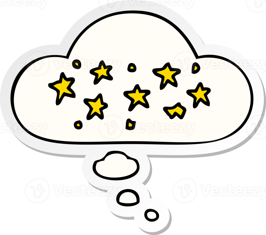 cartoon stars with thought bubble as a printed sticker png