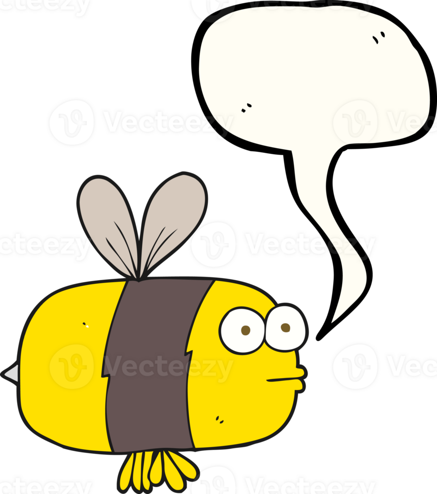 hand drawn speech bubble cartoon bee png