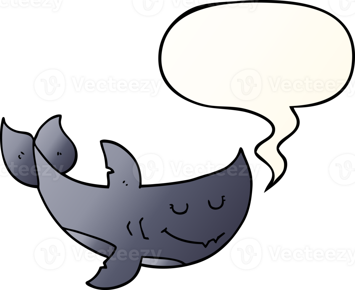 cartoon shark with speech bubble in smooth gradient style png
