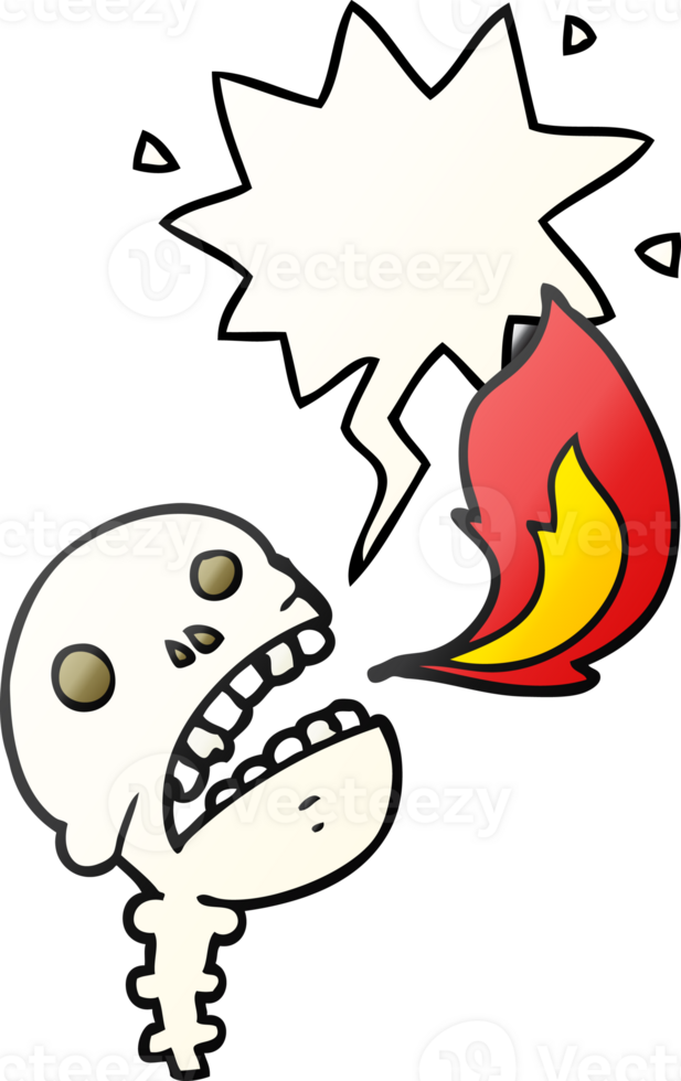 cartoon spooky halloween skull with speech bubble in smooth gradient style png
