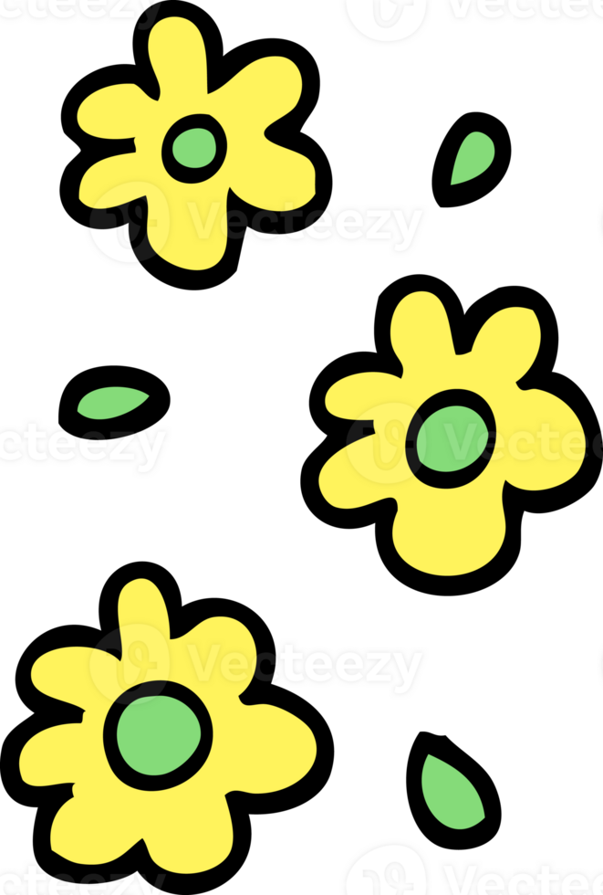 hand drawn doodle style cartoon flower heads png
