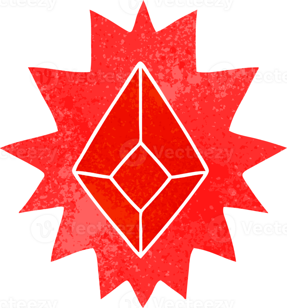hand drawn retro cartoon doodle of a red bright jewel png