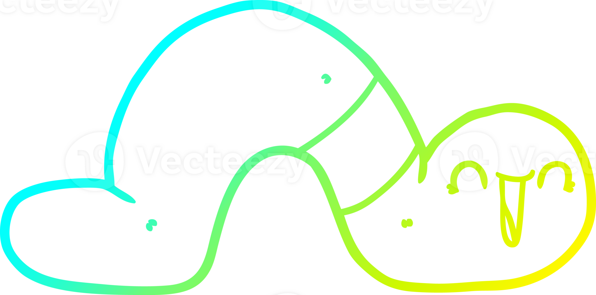 cold gradient line drawing of a cartoon worm png