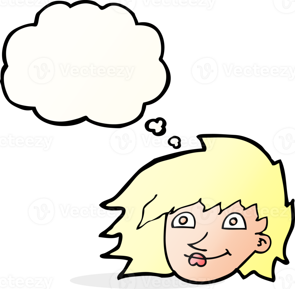 cartoon female face with thought bubble png