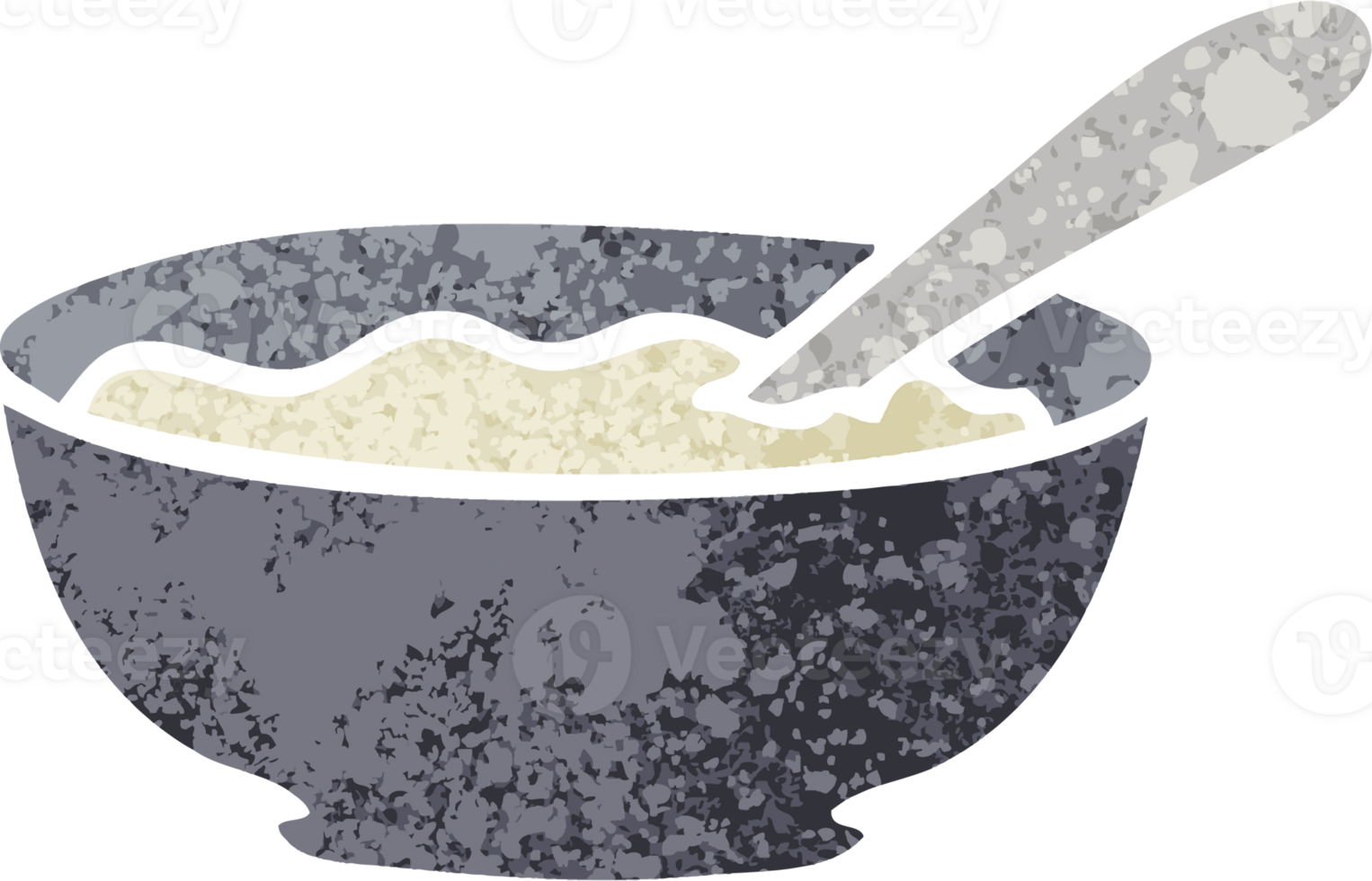 retro illustration style quirky cartoon bowl of porridge png