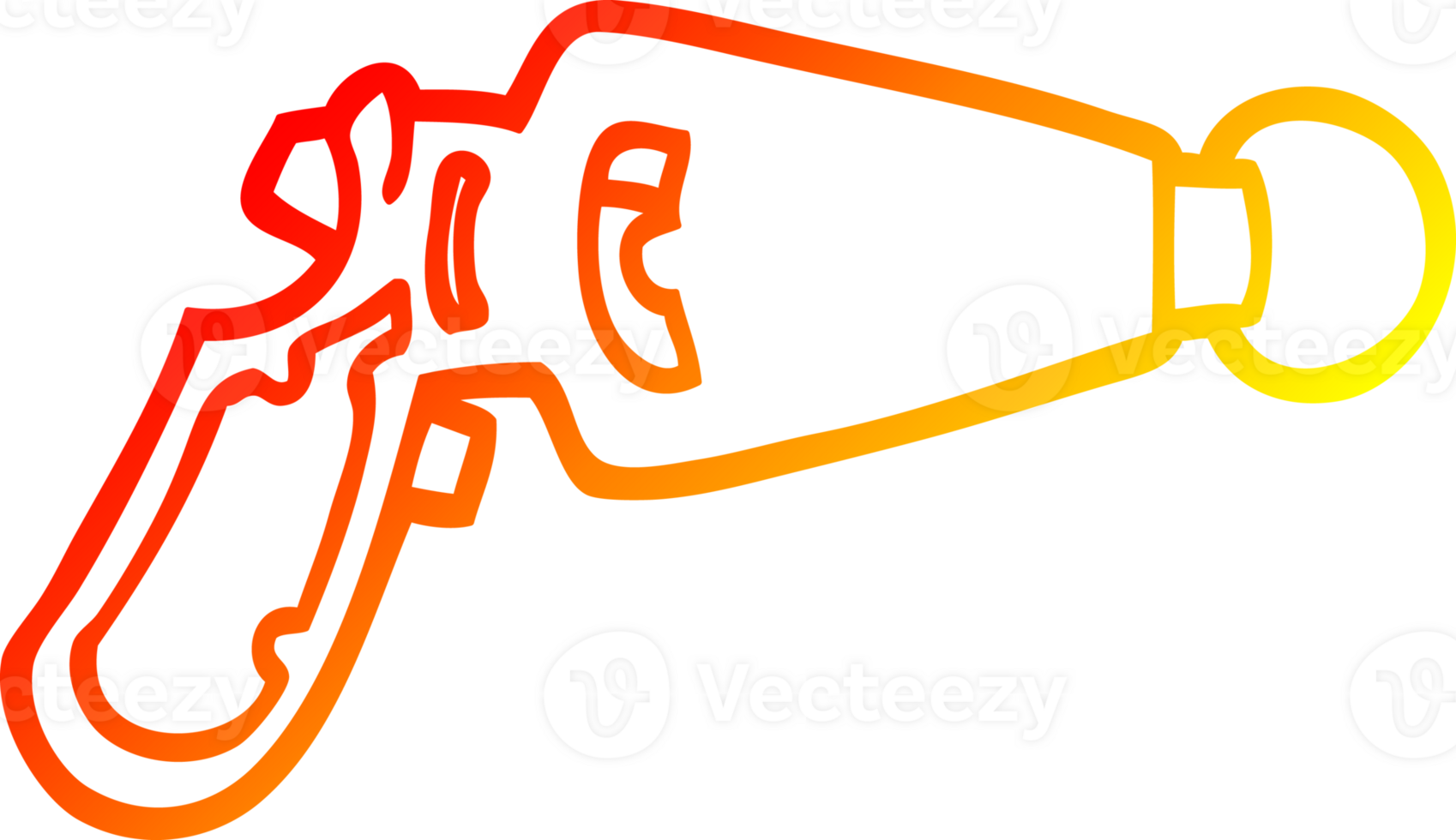 warm gradient line drawing of a cartoon ray gun png