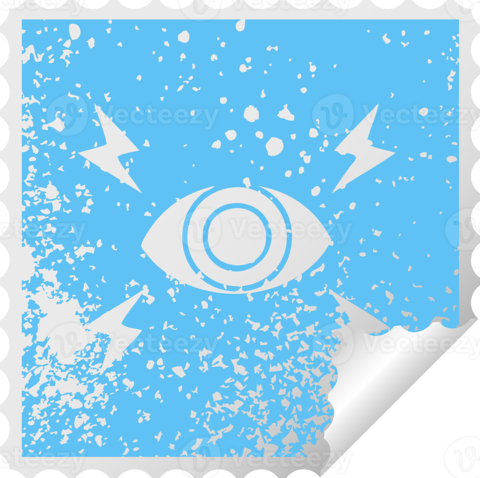 distressed square peeling sticker symbol of a mystic eye png