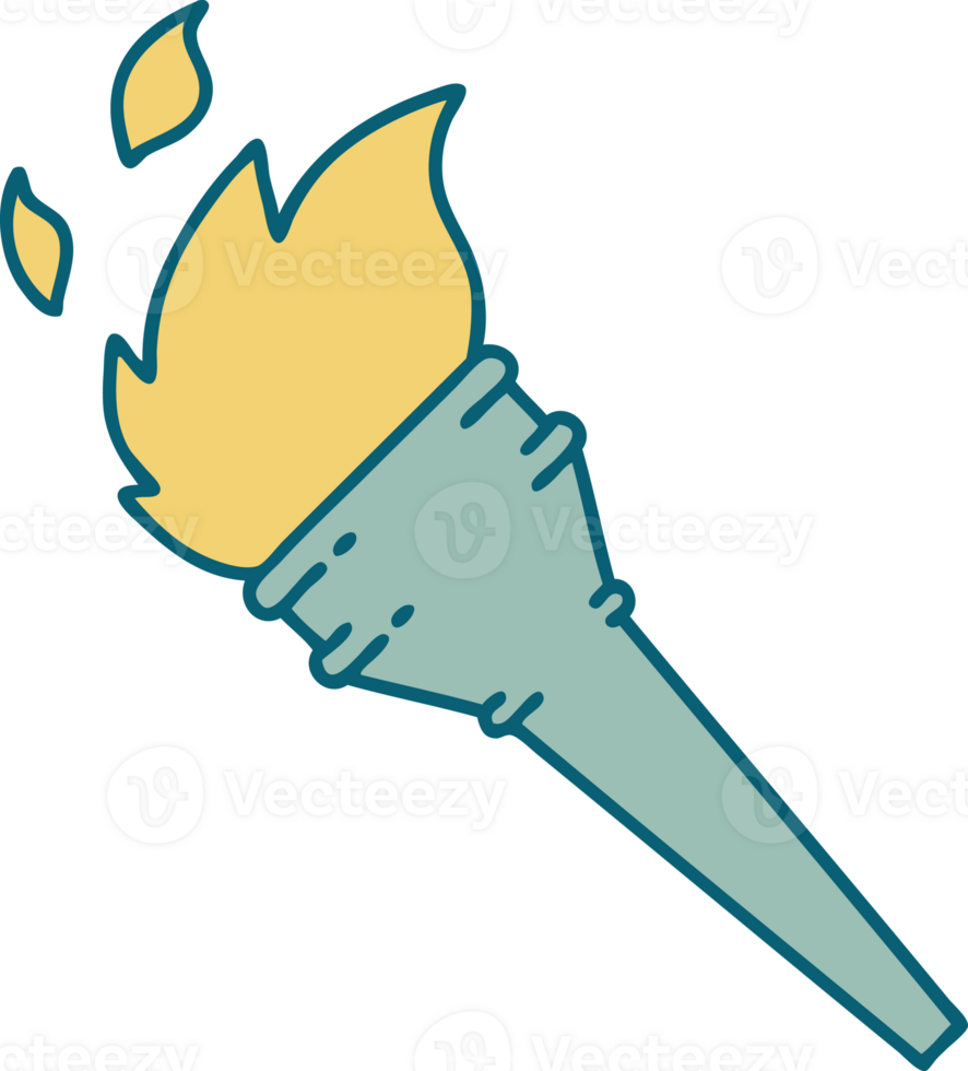 iconic tattoo style image of a lit torch png