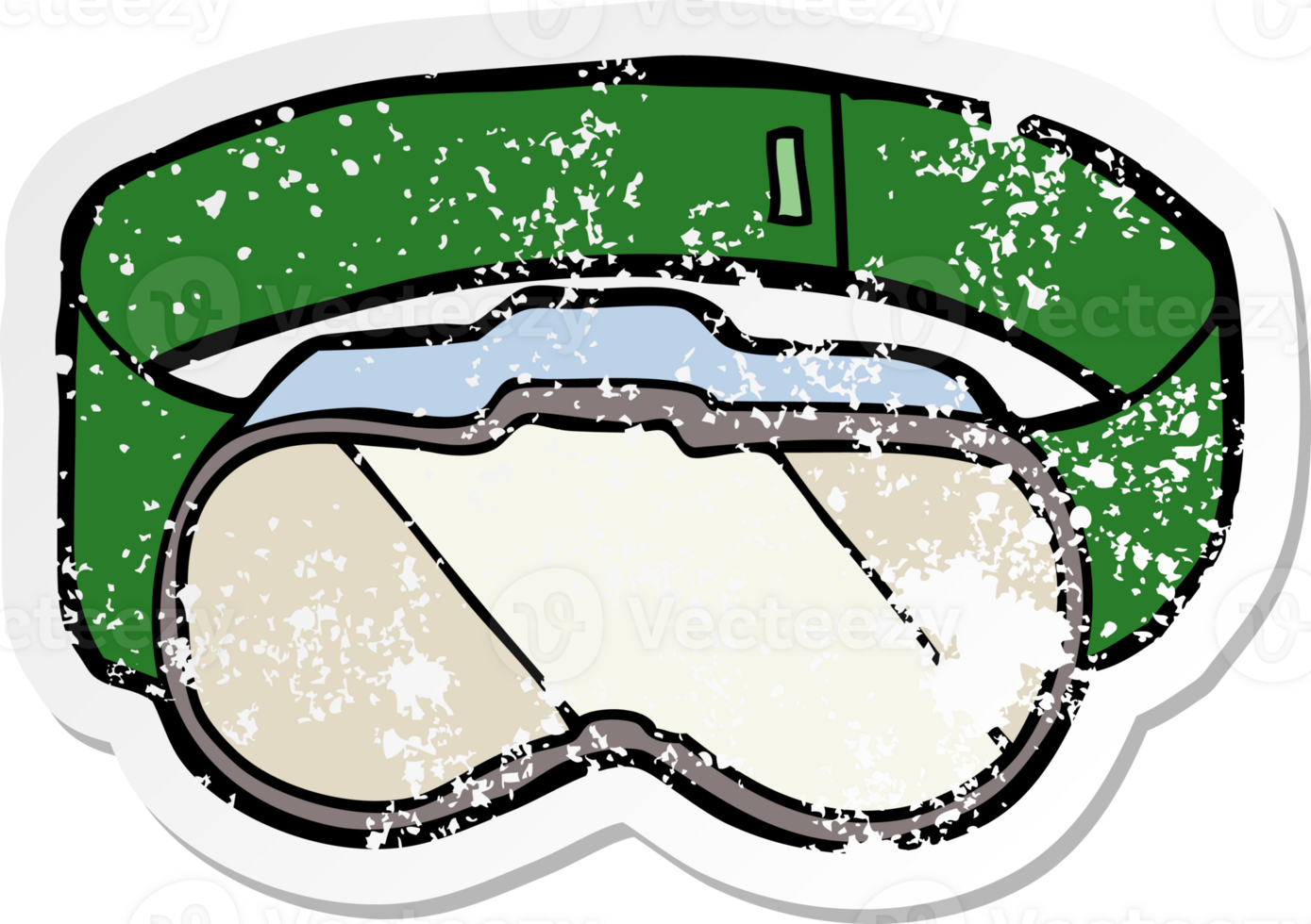distressed sticker of a cartoon goggles png