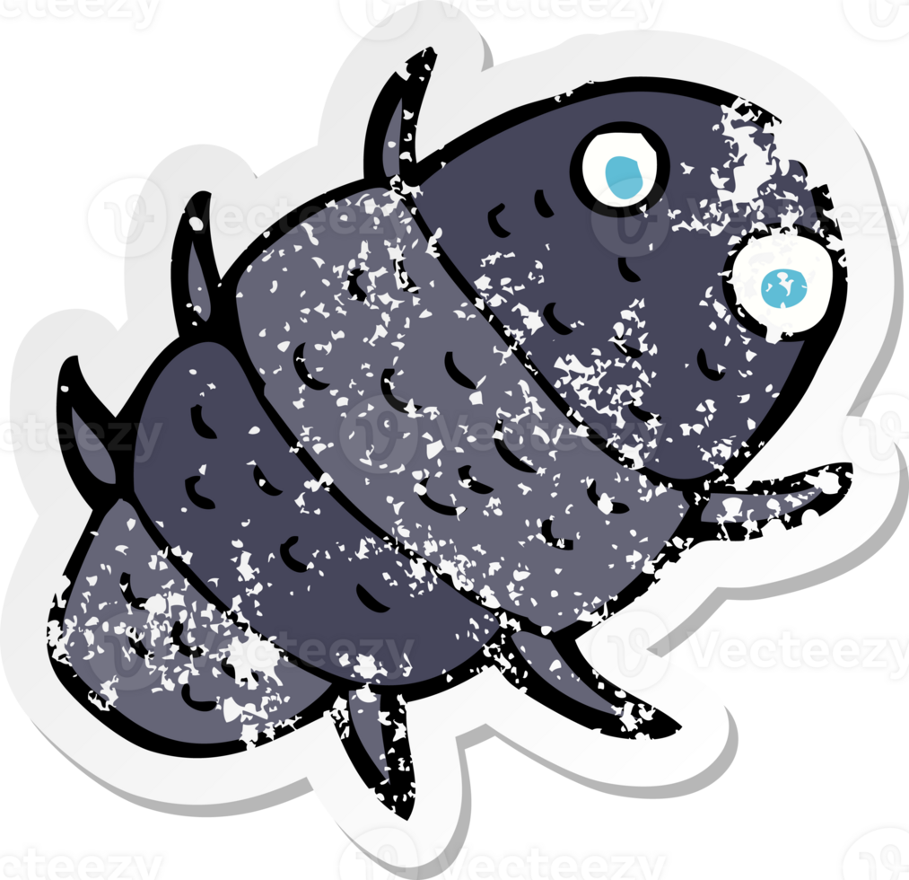 retro distressed sticker of a cartoon bug png
