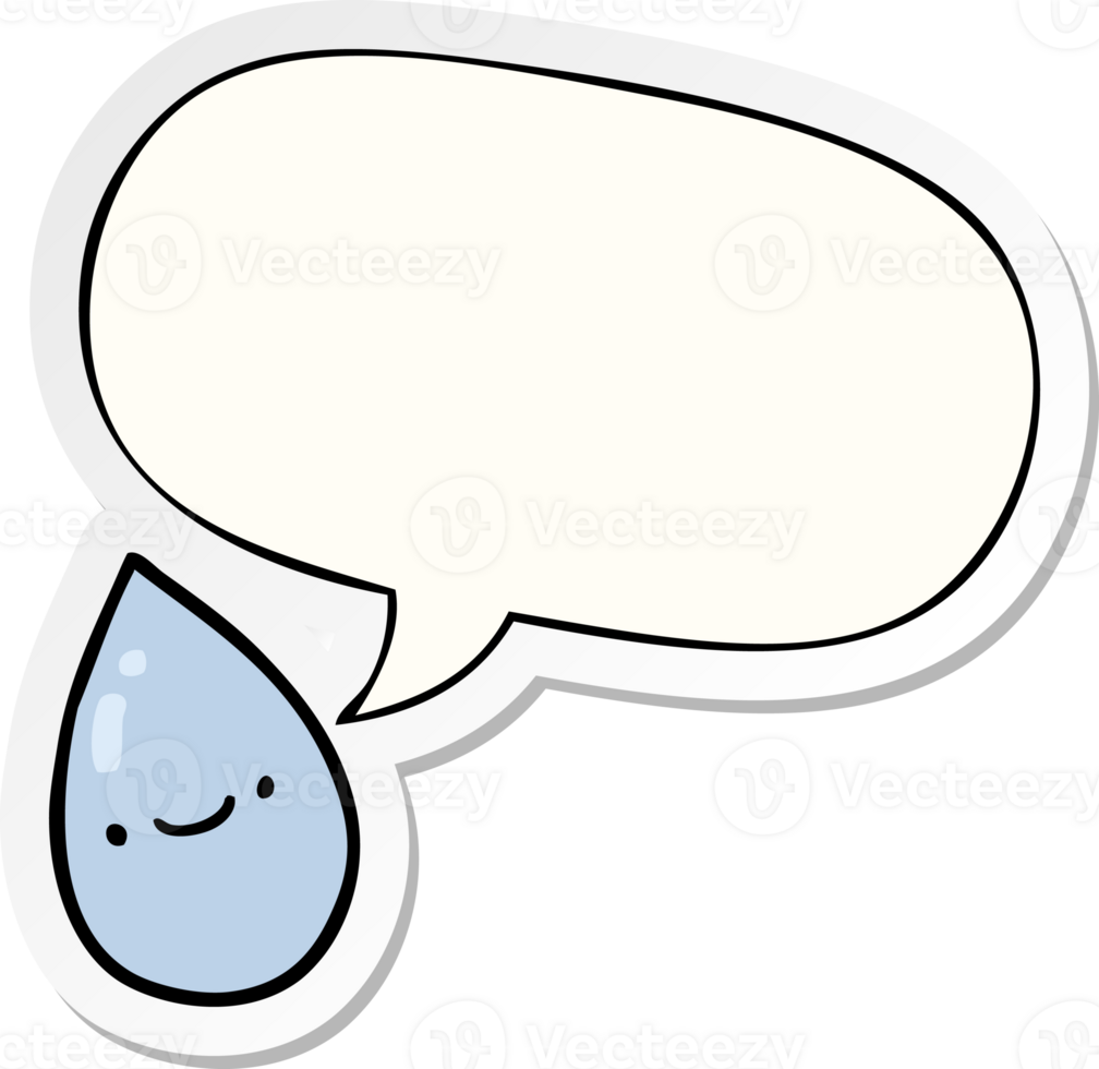 cartoon raindrop with speech bubble sticker png