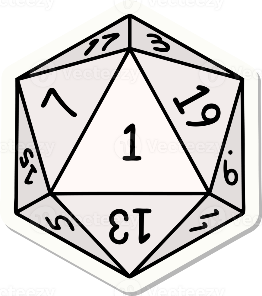 sticker of a natural 1 D20 dice roll png
