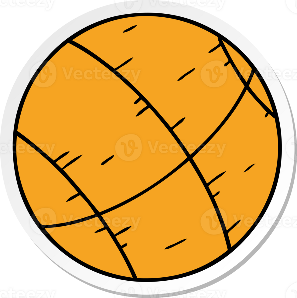 hand drawn sticker cartoon doodle of a basket ball png