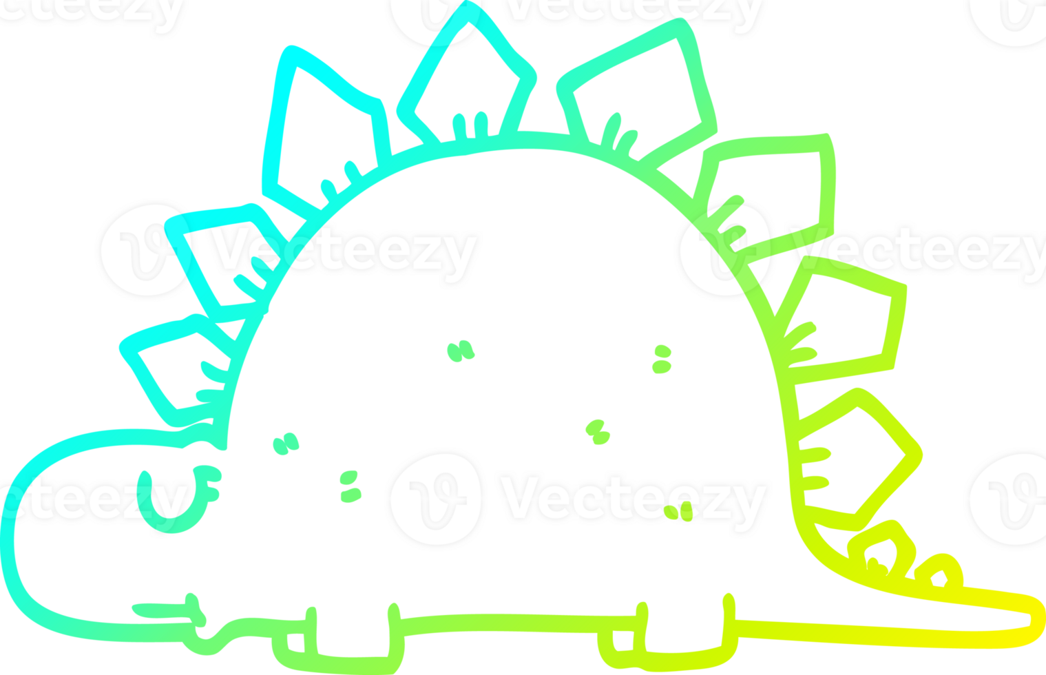 cold gradient line drawing of a cartoon prehistoric dinosaur png