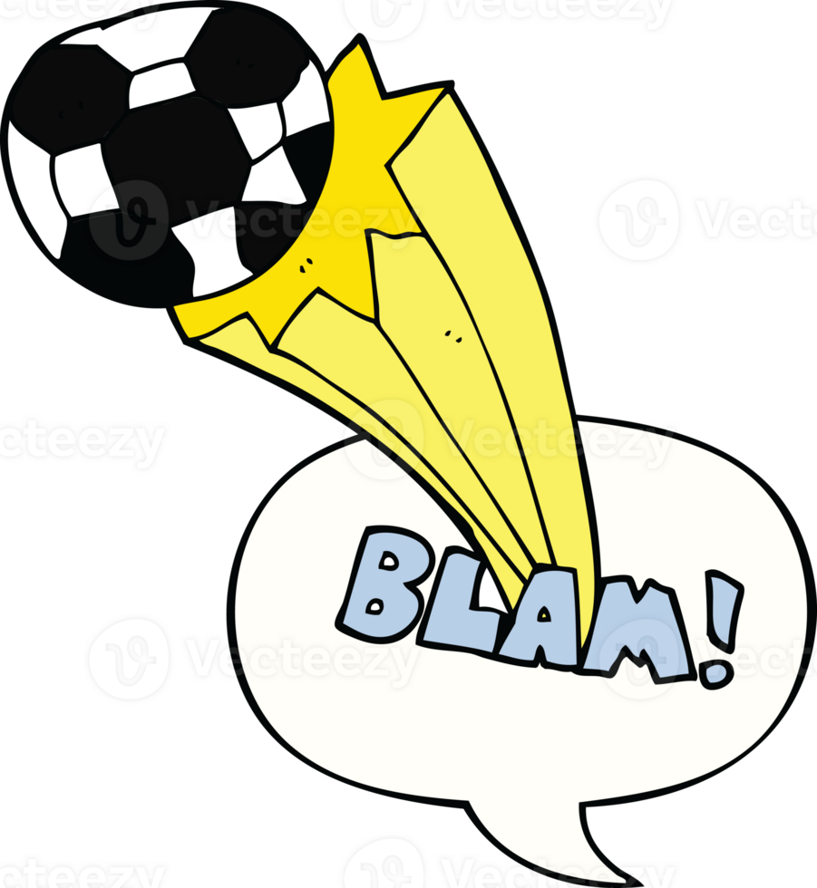 cartoon kicked soccer ball with speech bubble png