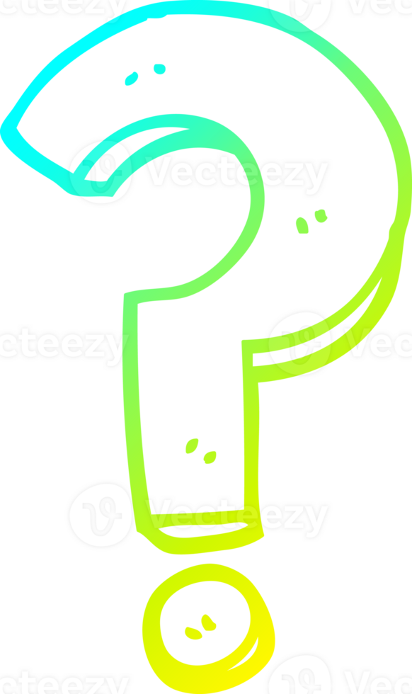 cold gradient line drawing of a cartoon question mark png