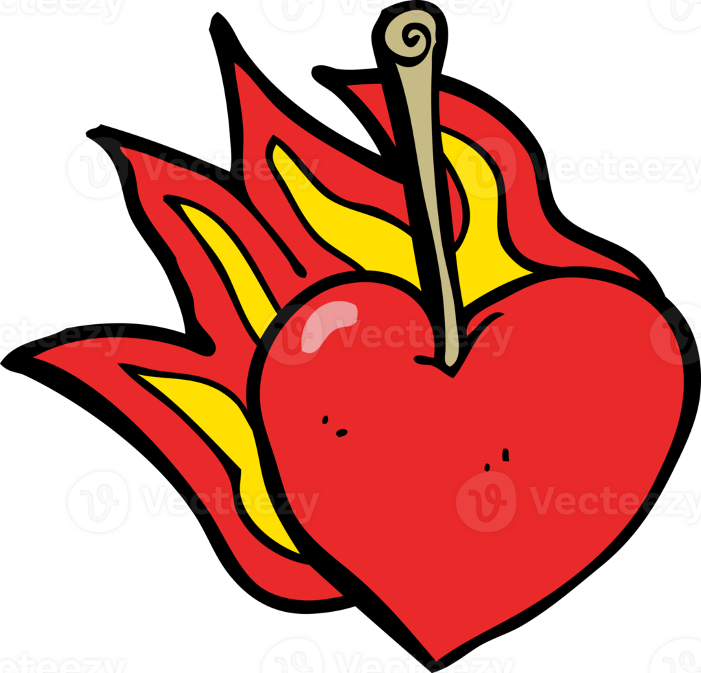 cereza de corazón llameante de dibujos animados png