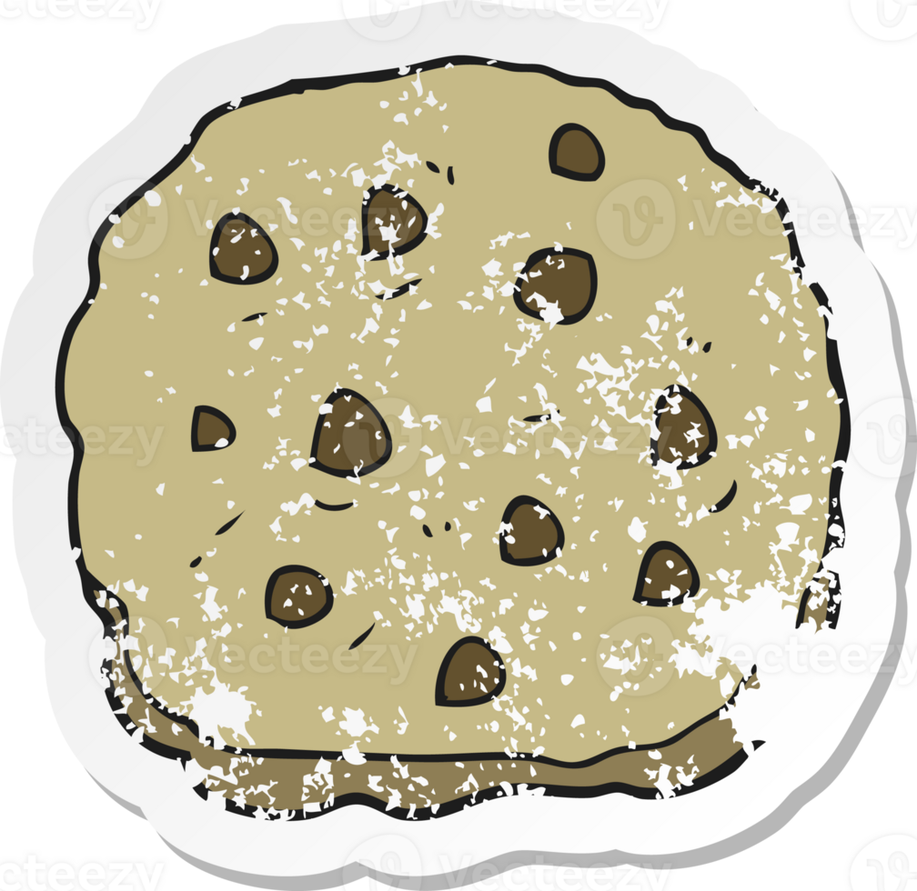 retro distressed sticker of a cartoon cookie png