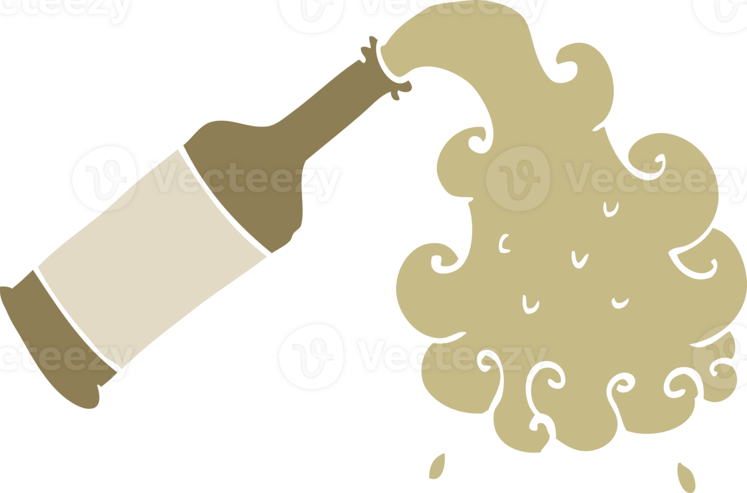 flat color illustration cartoon beer pouring png