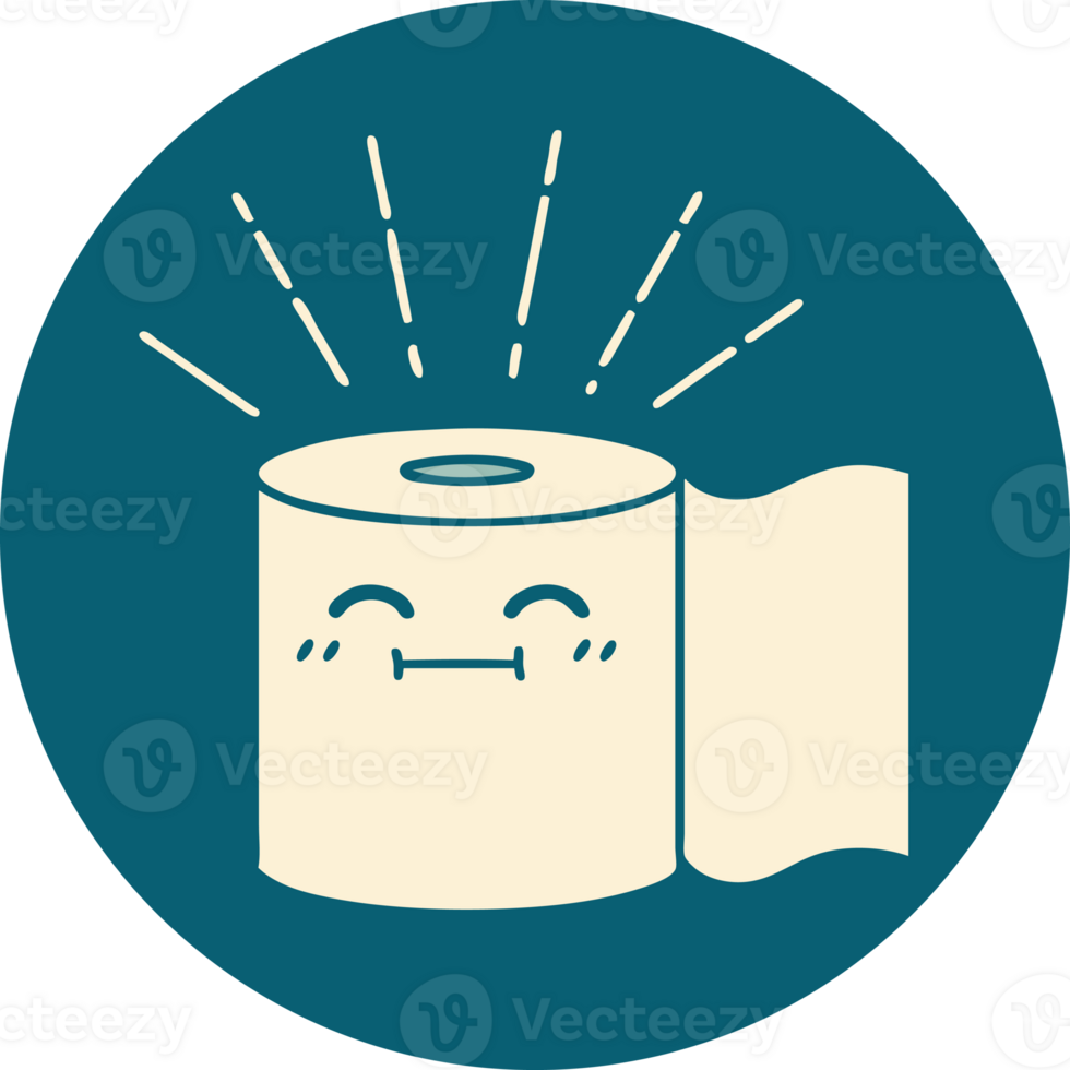 icon of a tattoo style toilet paper character png