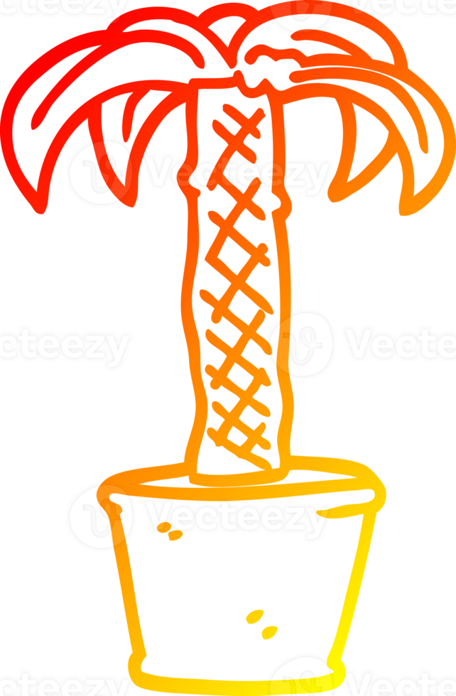 warm gradient line drawing of a cartoon potted plant png