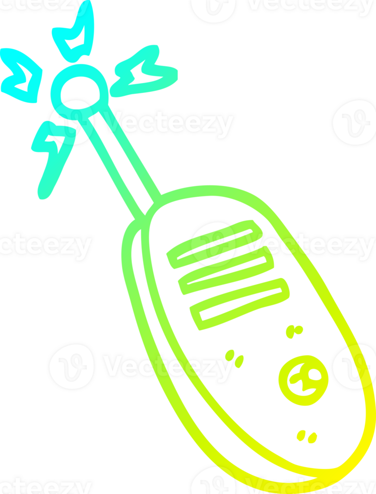 cold gradient line drawing of a cartoon walkie talkie png