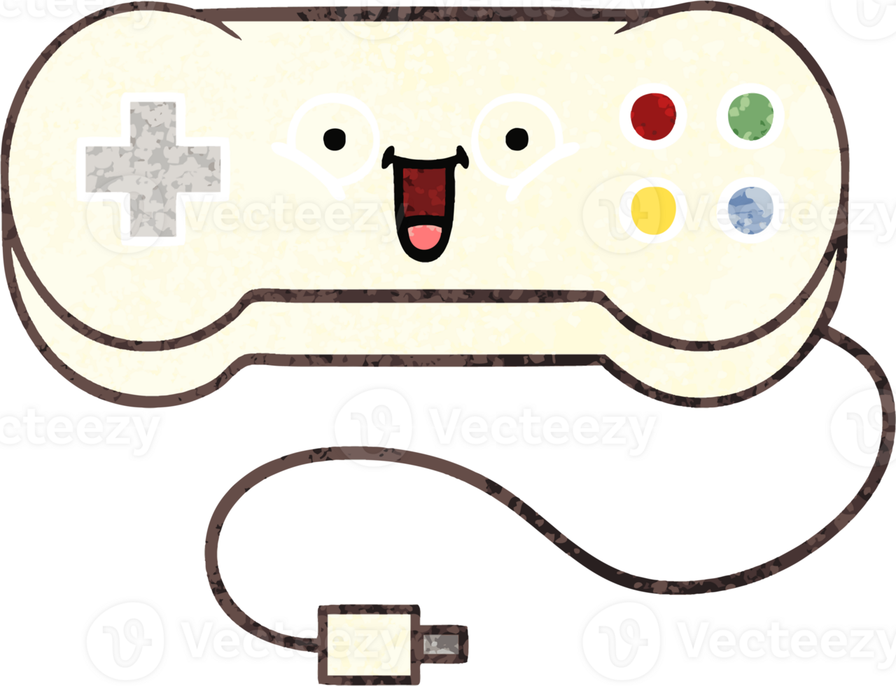 retro illustration style cartoon of a game controller png