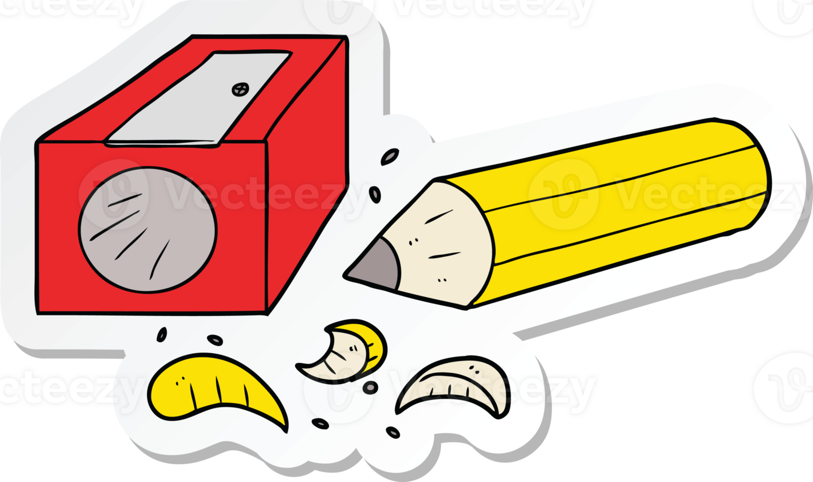 sticker of a cartoon pencil and sharpener png