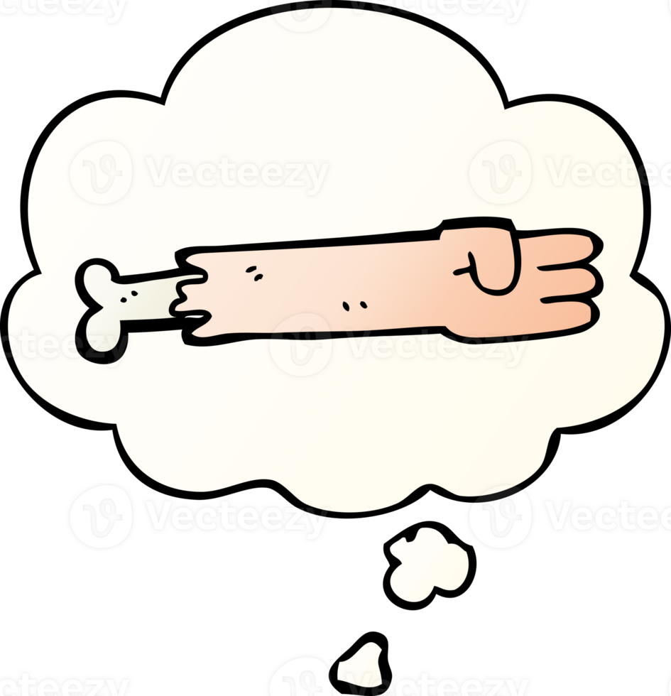 cartoon zombie arm with thought bubble in smooth gradient style png