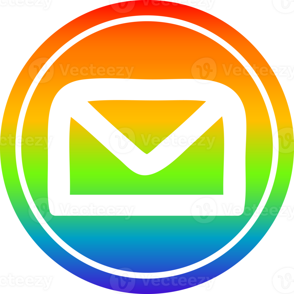 envelope letter circular icon with rainbow gradient finish png