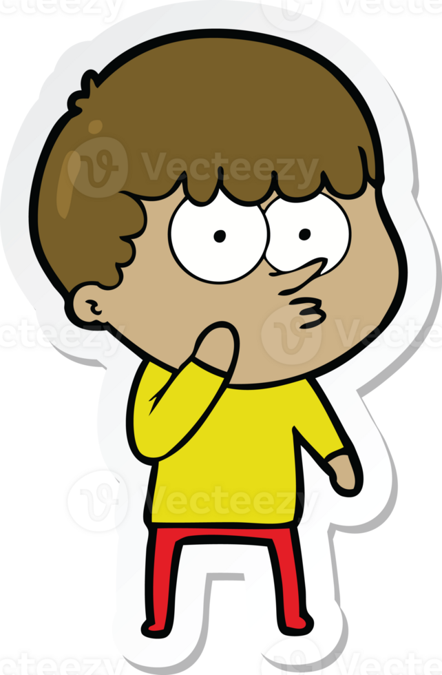 sticker of a cartoon curious boy png