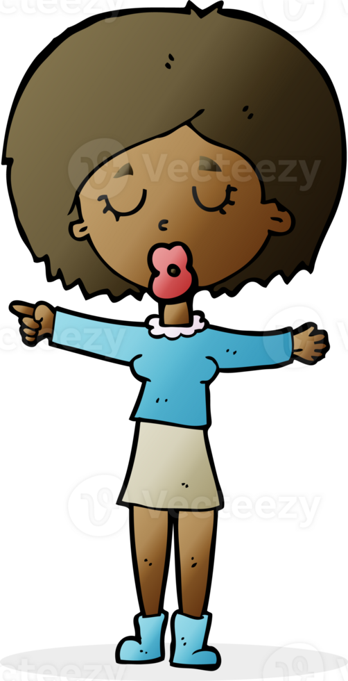 cartoon pointing woman png