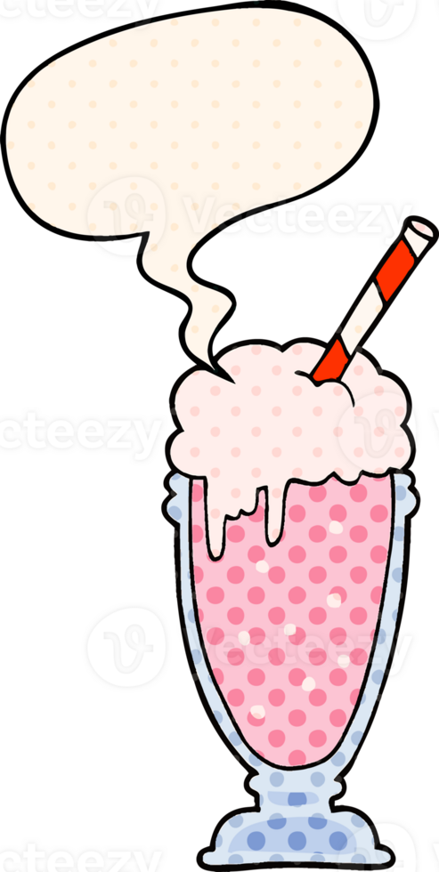 cartoon milkshake with speech bubble in comic book style png