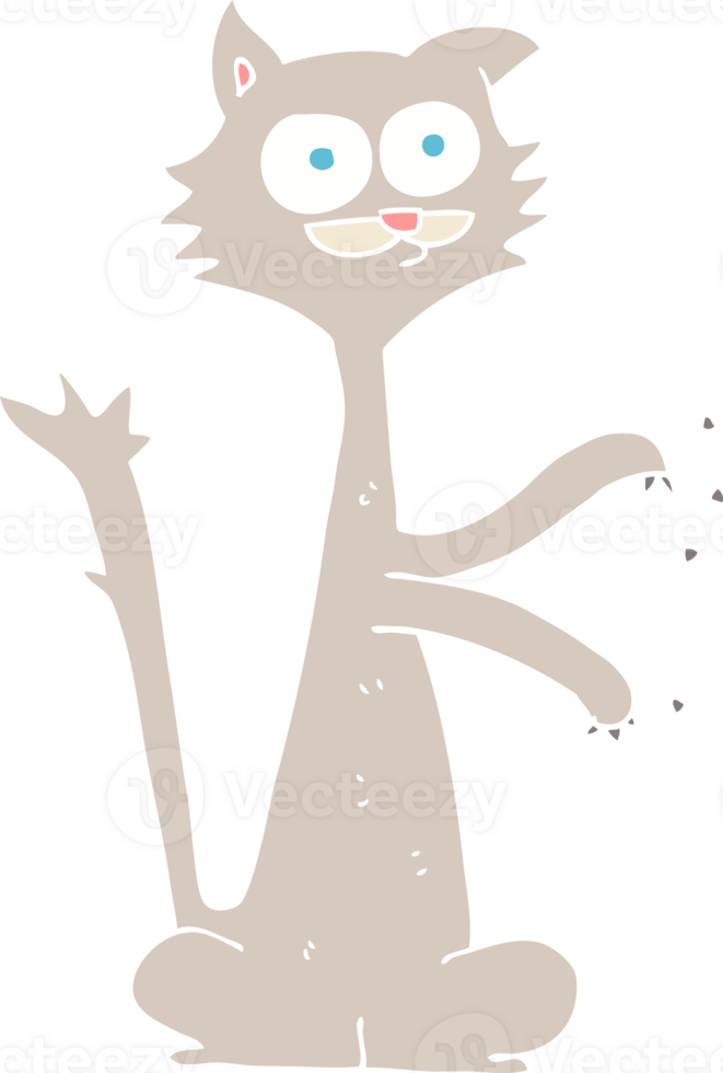 flat color illustration of cat scratching png