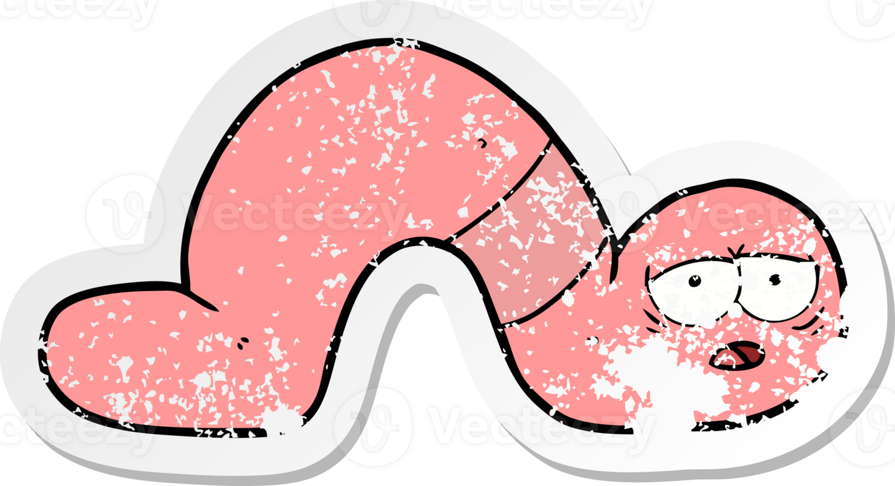 distressed sticker of a cartoon tired worm png