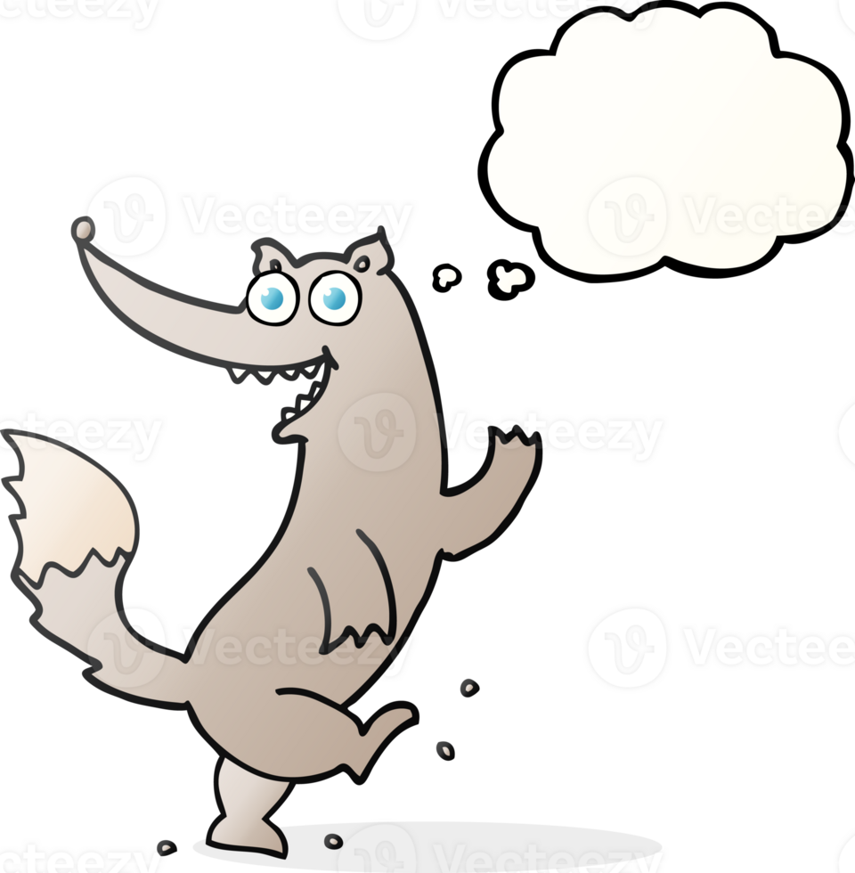 drawn thought bubble cartoon happy wolf dancing png