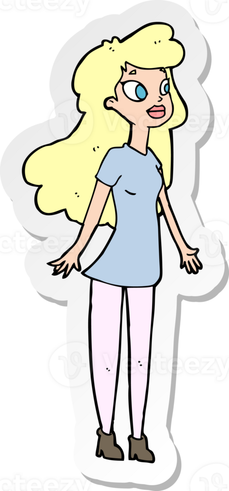 sticker of a cartoon pretty girl png